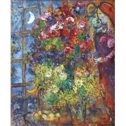 Marc Chagall - Kochankowie w kwiatach przed oknem