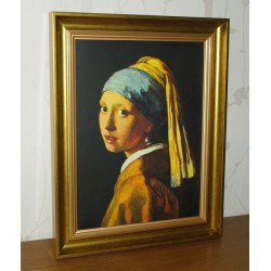 Jan Vermeer - Dziewczyna z perłą (w złotej ramie)