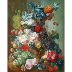 Jan van Os - Owoce i kwiaty w wazonie